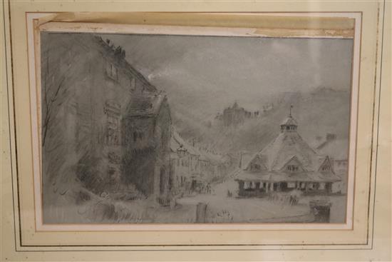 Albert Goodwin (1845-1932) View of Dunster 10 x 14in.